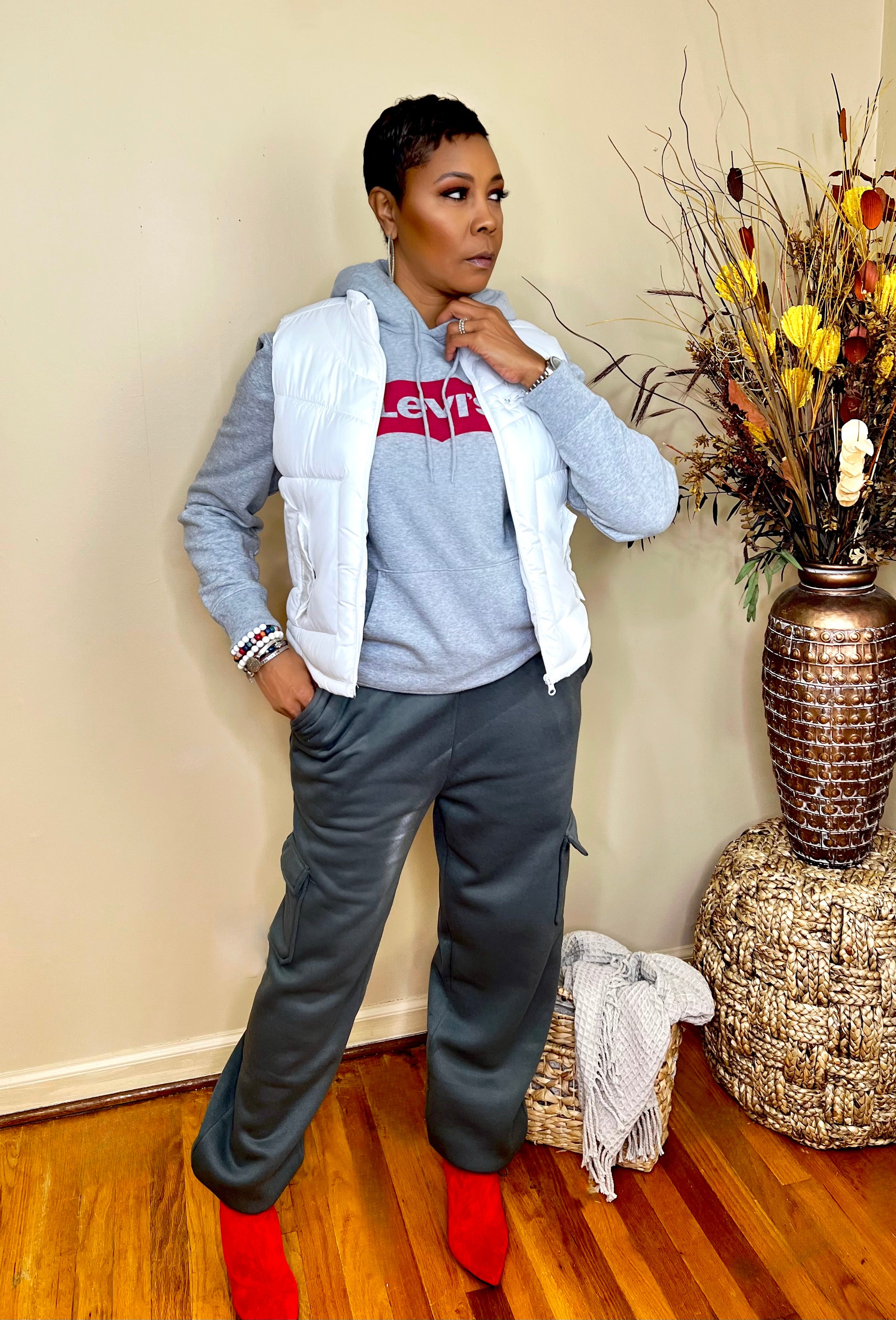 Fleece Cargo Joggers Slate Divineboutique912